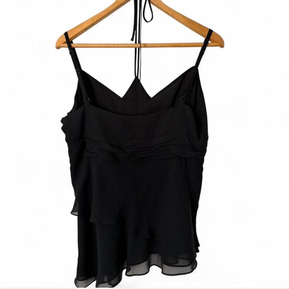 BCBGMaxazaria Black 100% Silk Cami Tank with Beaded Halter Top Detail Large - Picture 3 of 6